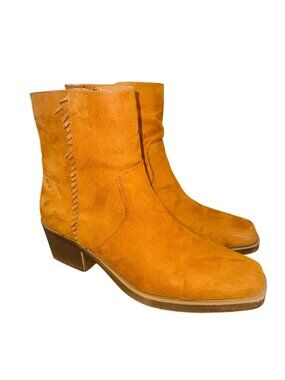 SO Camel Faux Suede Fringe Ankle Western Boots Womens 8.5 Boho Cowgirl Booties